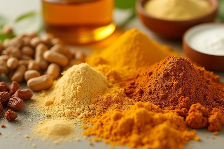 Close up image of natural, sustainably sourced cosmetic ingredients